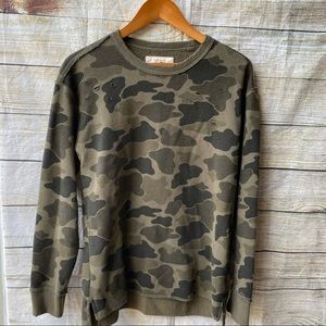 Men's Hollister Distressed Camo Green Sweatshirt Size Small